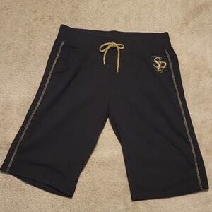 South Pole Black Athletic Shorts with Gold Accents